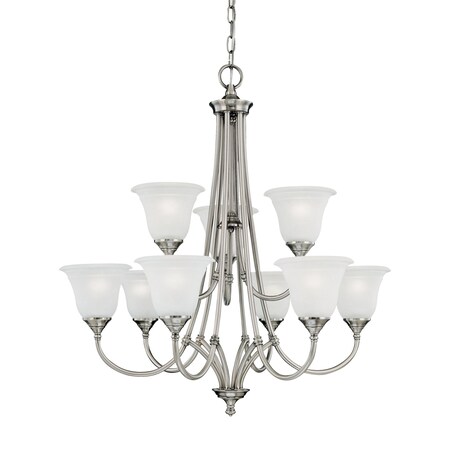Thomas Harmony 31'' Wide 9Light Chandelier, Satin Pewter SL880241